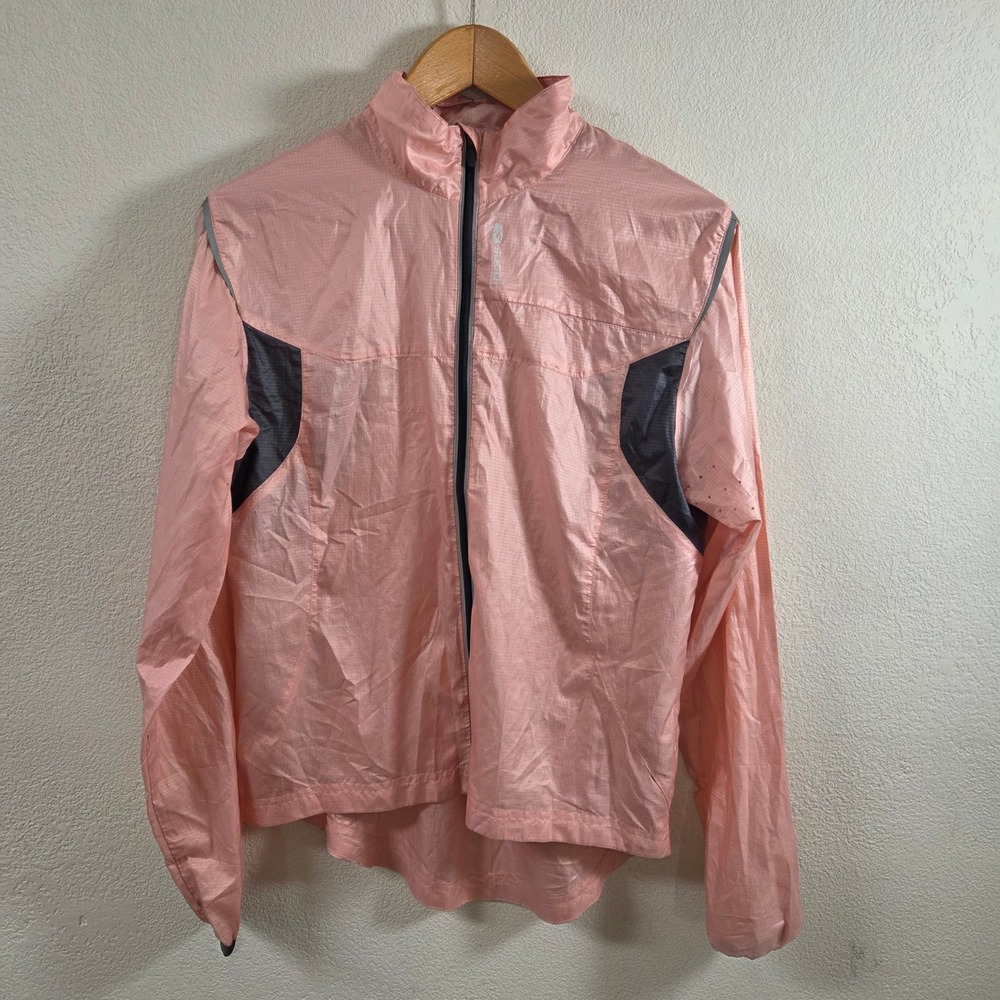 Sugoi Womens Pink Ripstop Cycling Windbreaker Jacket Reflective Full Zip Sz S